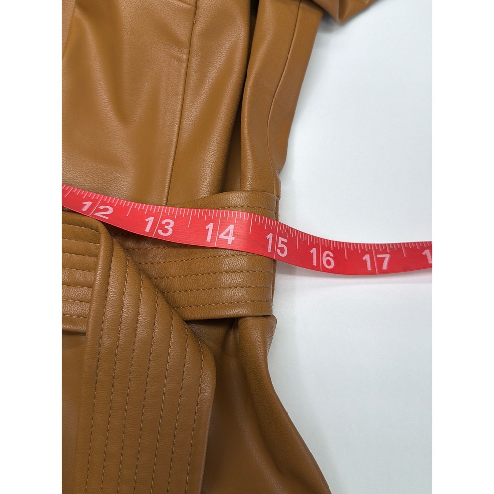 Calvin Klein Womens Faux Leather Belted Sheath‎ Dress Cognac Brown Size 8 - Picture 12 of 13